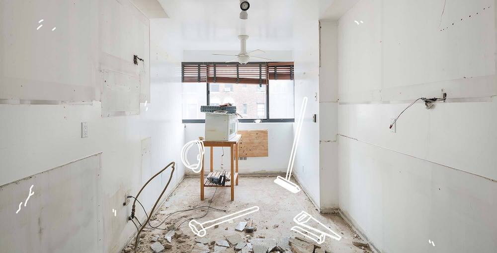Image graphic of a kitchen during renovation