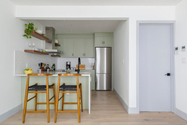 A Sage Green Kitchen Has a Country Vibe
