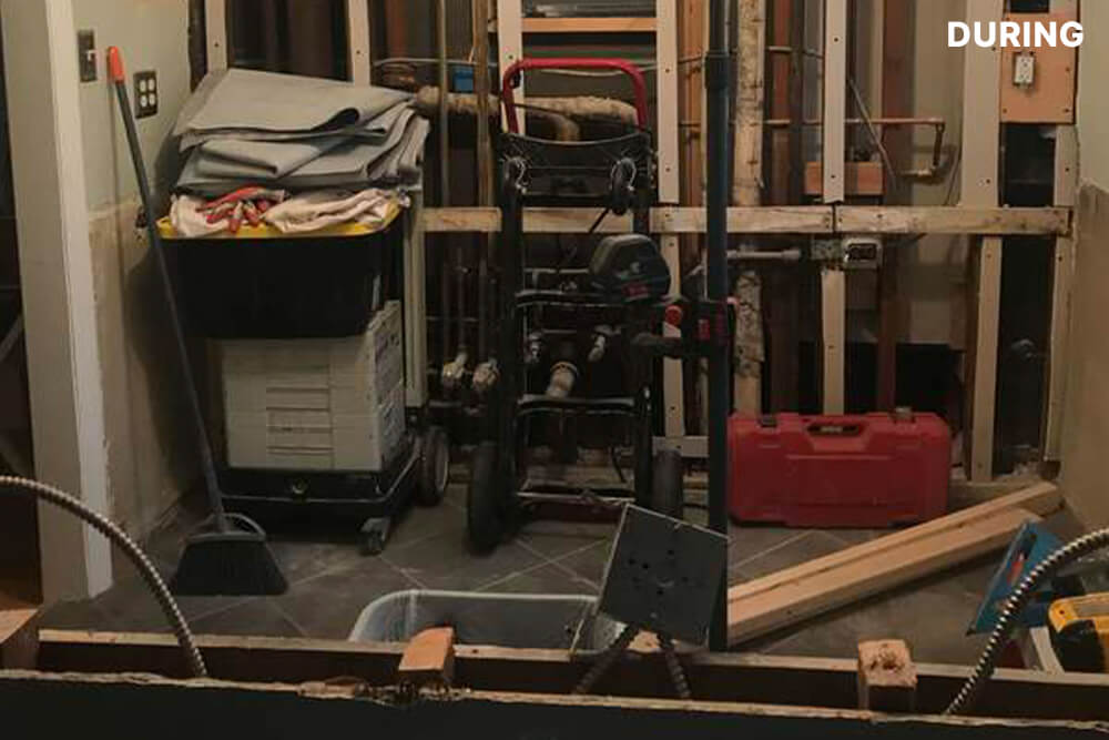 The kitchen during the remodel