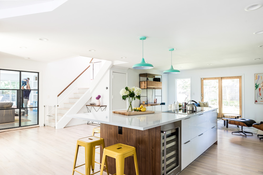 Open plan kitchen with island