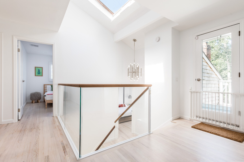 Top of the stairs and door to balcony