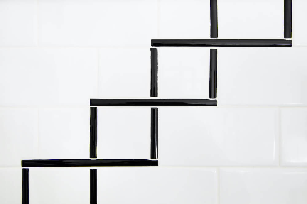 Detail of the black and white tile patterning