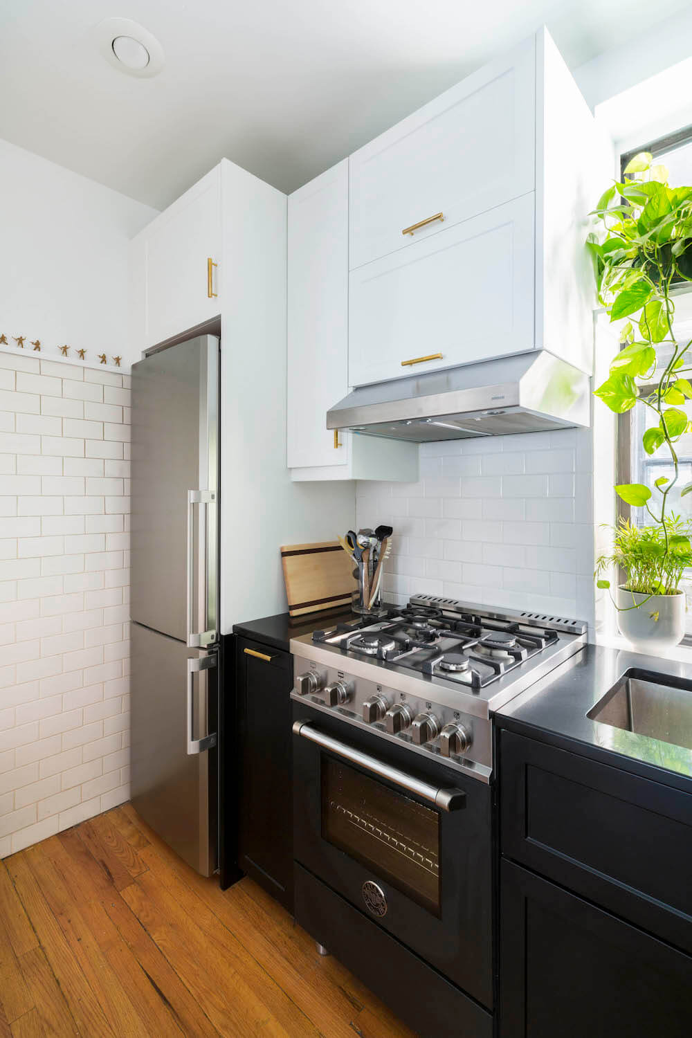 Black and stainless steel range