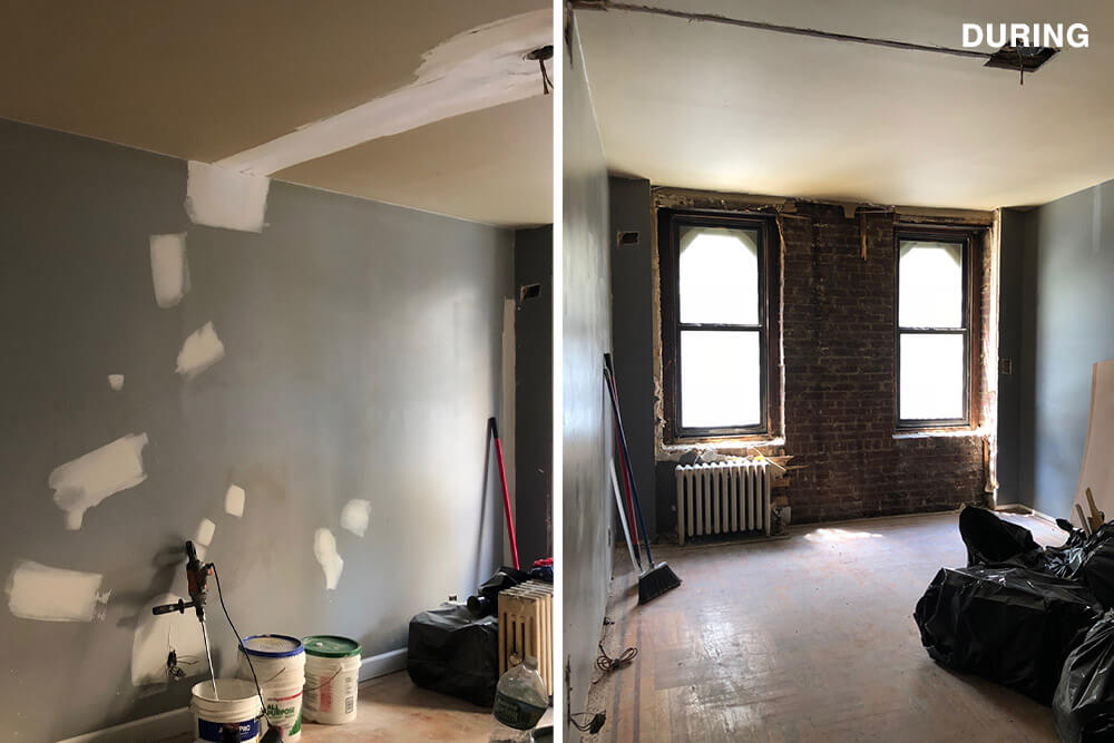 Guest bedroom during the remodel