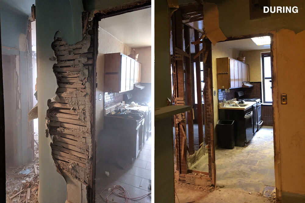Kitchen during the remodel