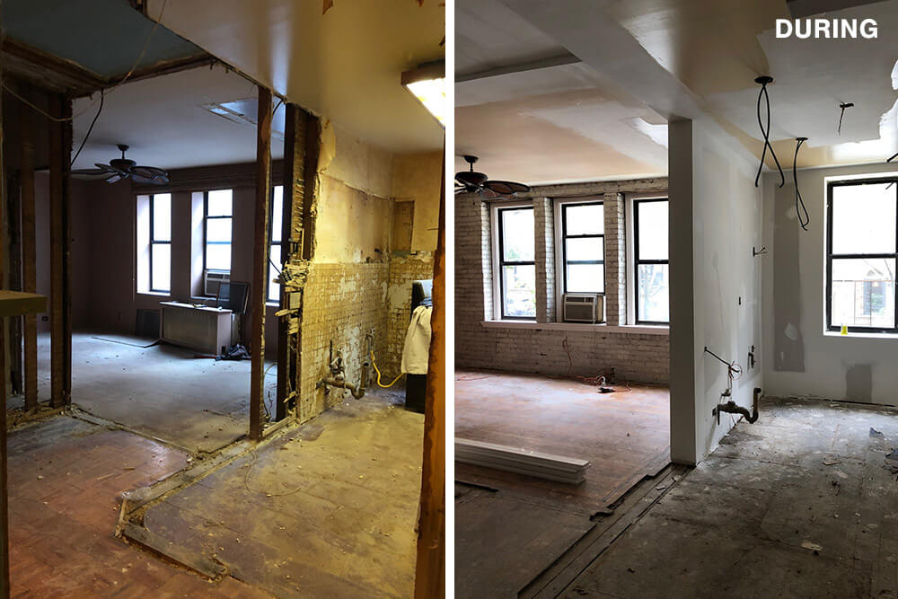 Living room during the remodel