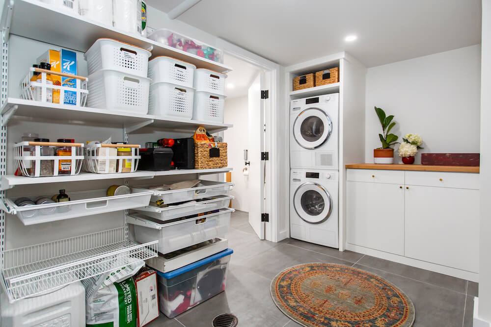 basement storage, laundry room