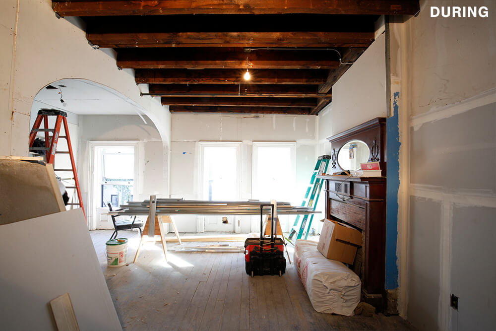 living room during