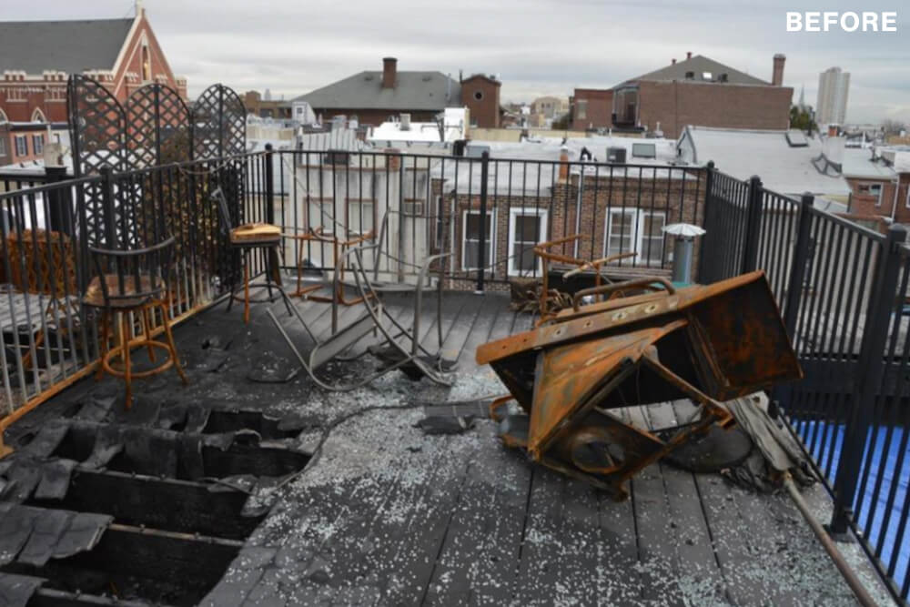 before roof deck fire